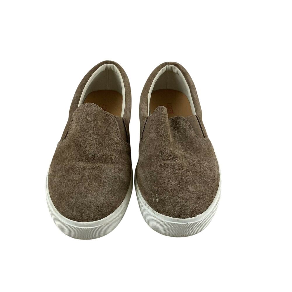 Brown Suede Shoes J Crew Size 8H-M (8.5) Tan Leather Slip On Sneakers White Sole